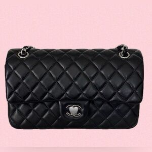 Black Quilted Leather Shoulder Bag